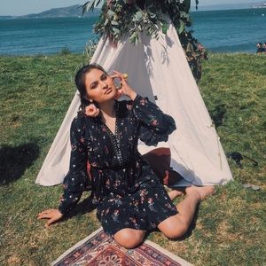 Floral Bohemian long sleeved ruffle dress